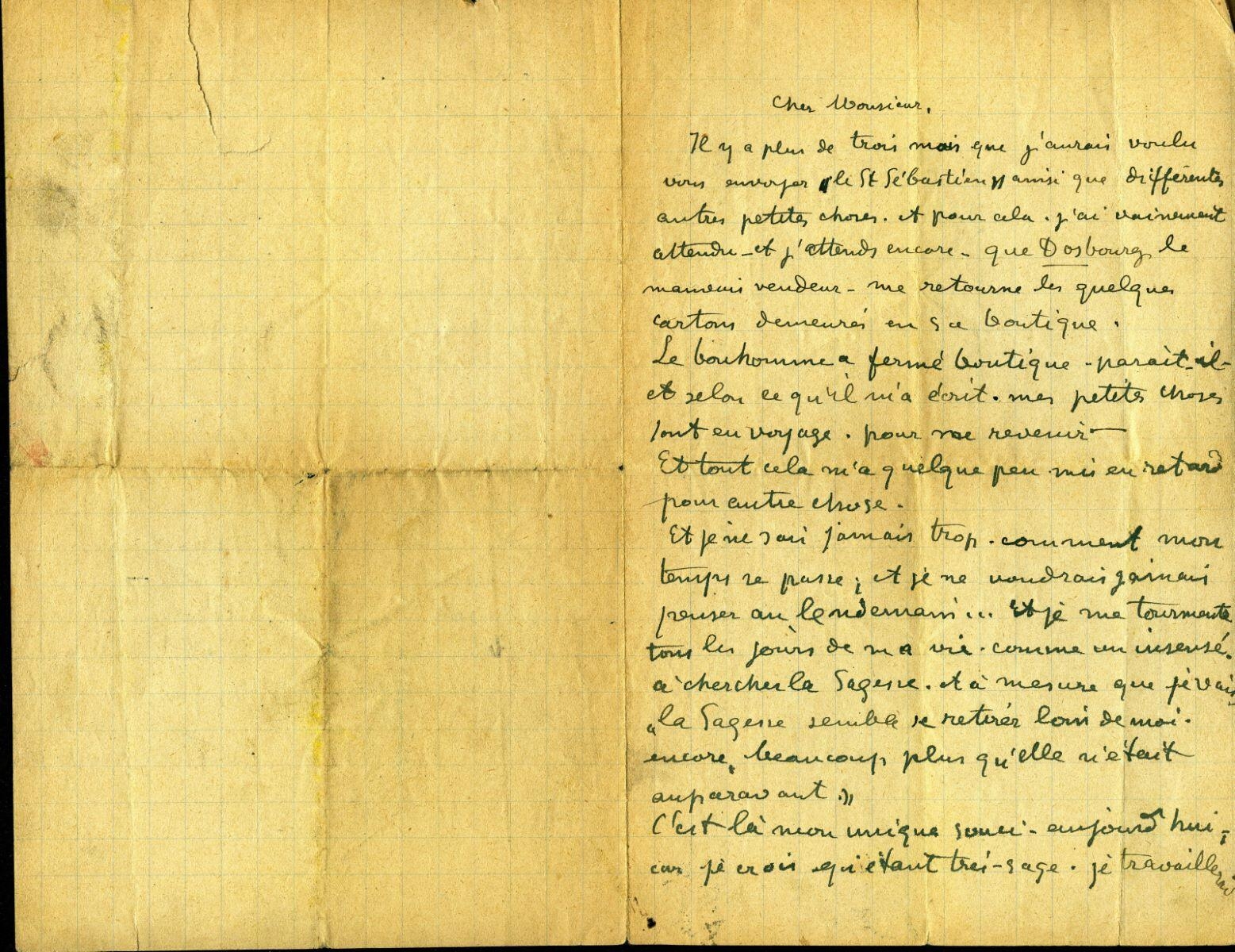 Lettre de Charles Filiger à Antoine de La Rochefoucauld
