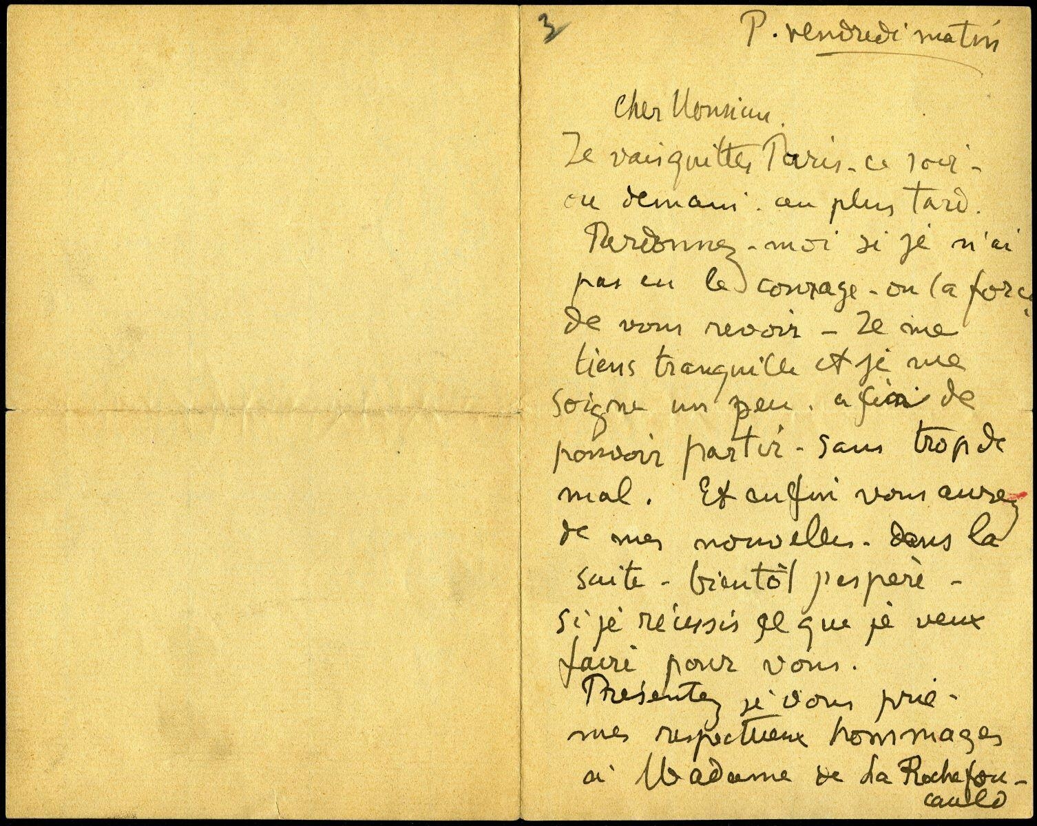Lettre de Charles Filiger à Antoine de La Rochefoucauld