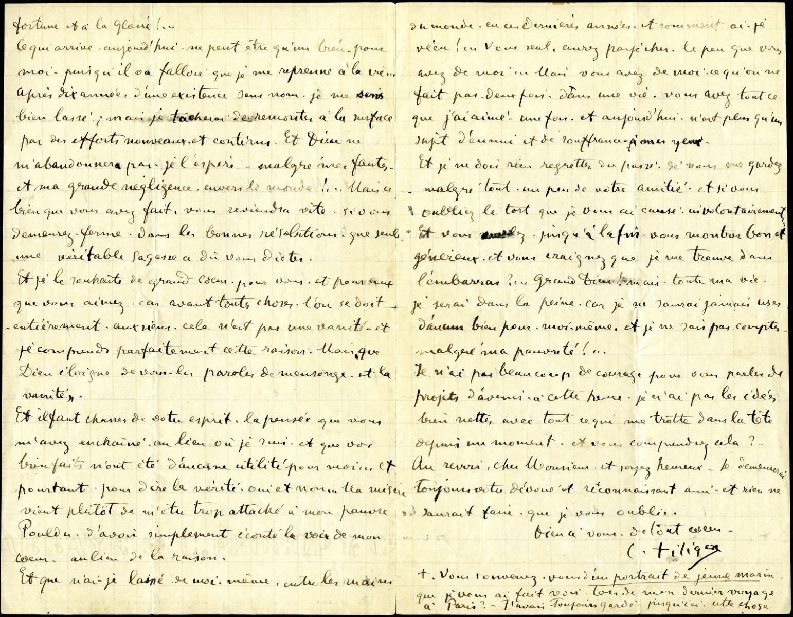 Lettre de Charles Filiger à Antoine de La Rochefoucauld