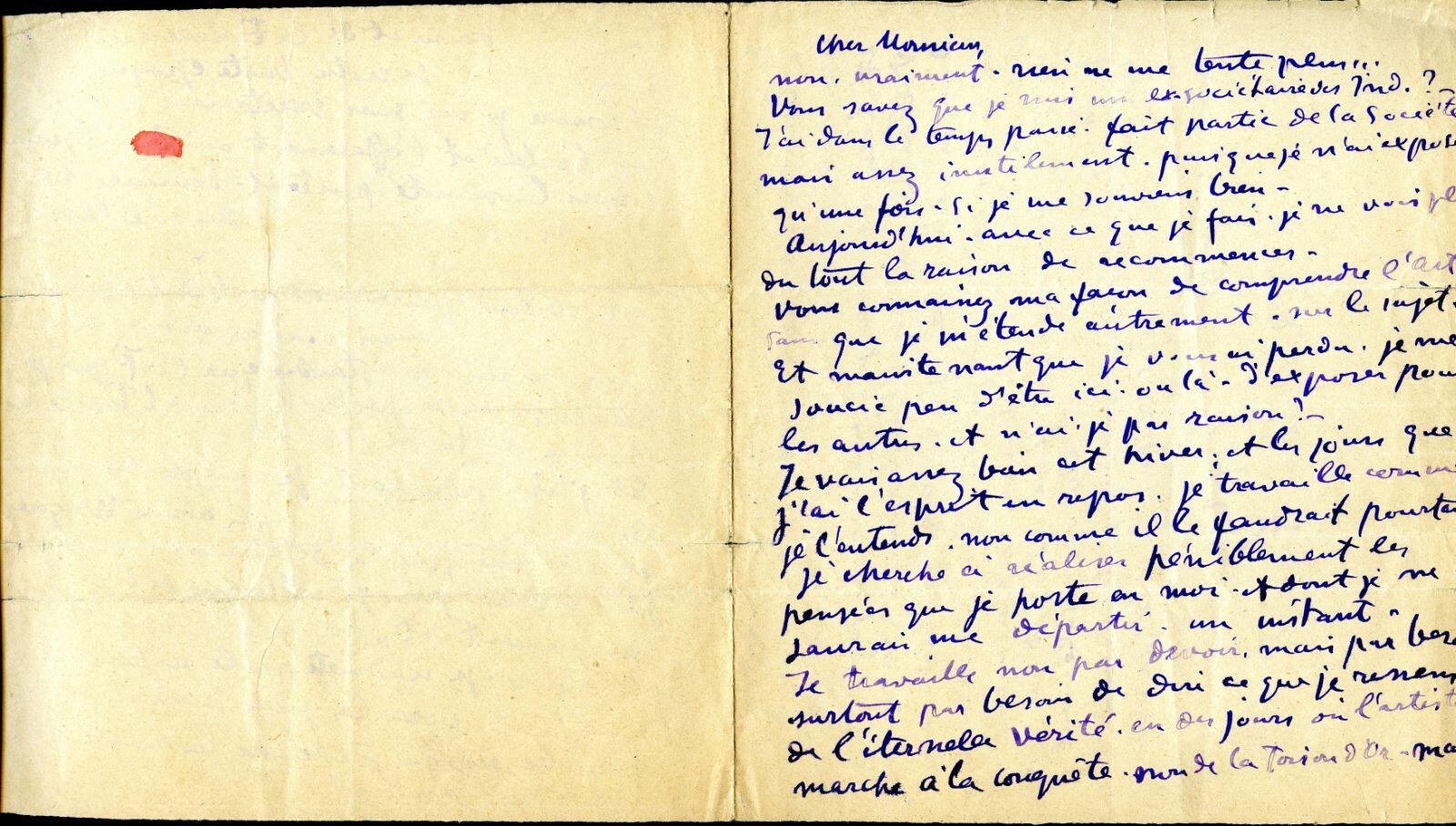 Lettre de Charles Filiger à Antoine de La Rochefoucauld