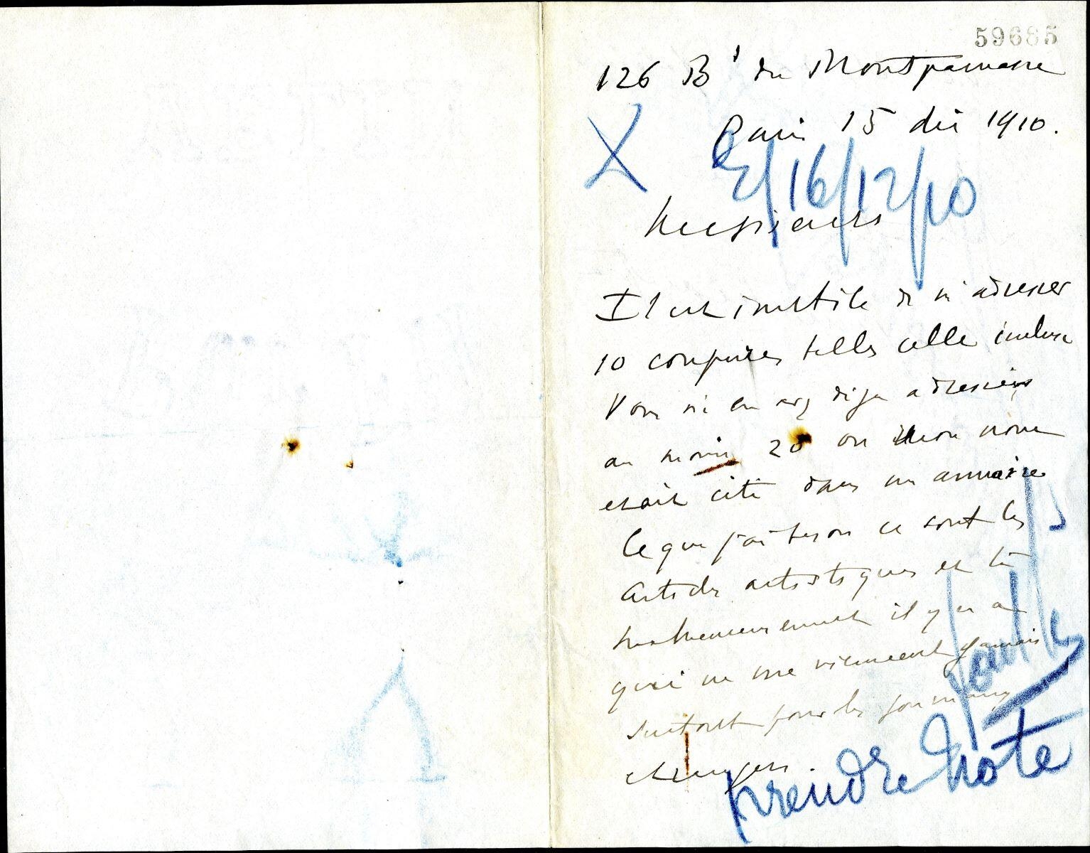 Lettre de Maxime Maufra