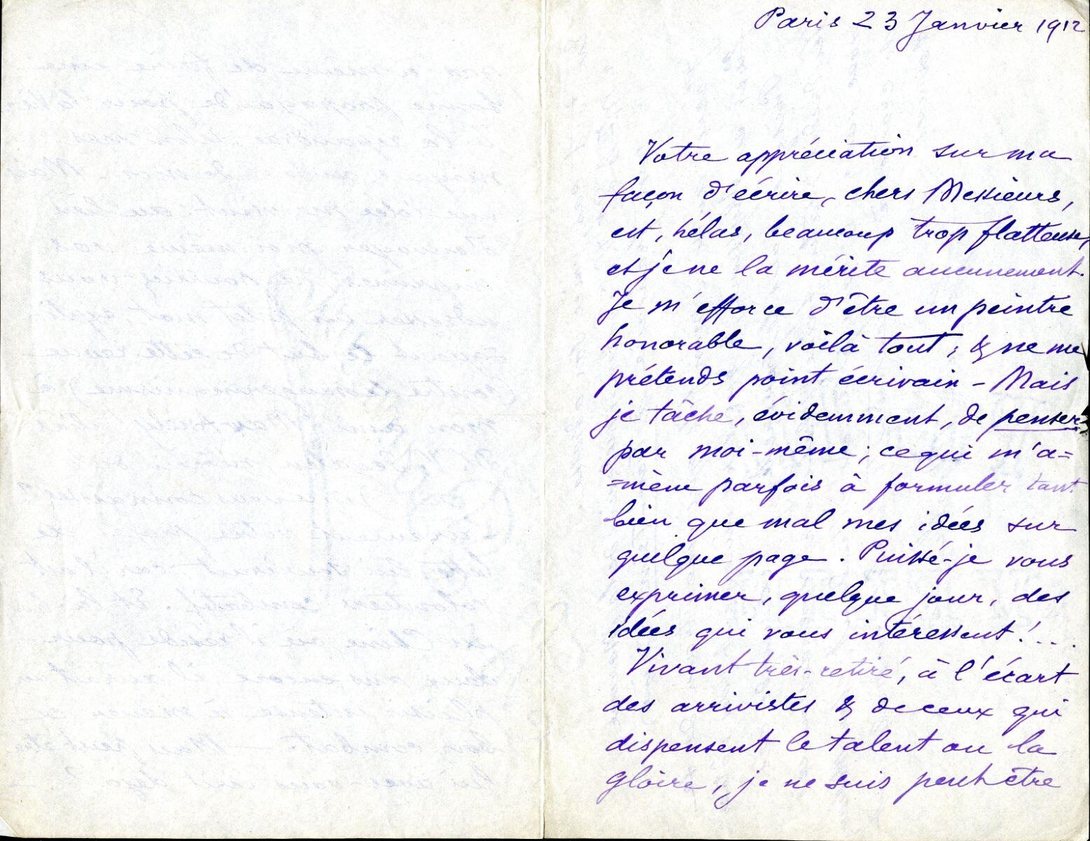 Lettre de Georges Daniel de Monfreid