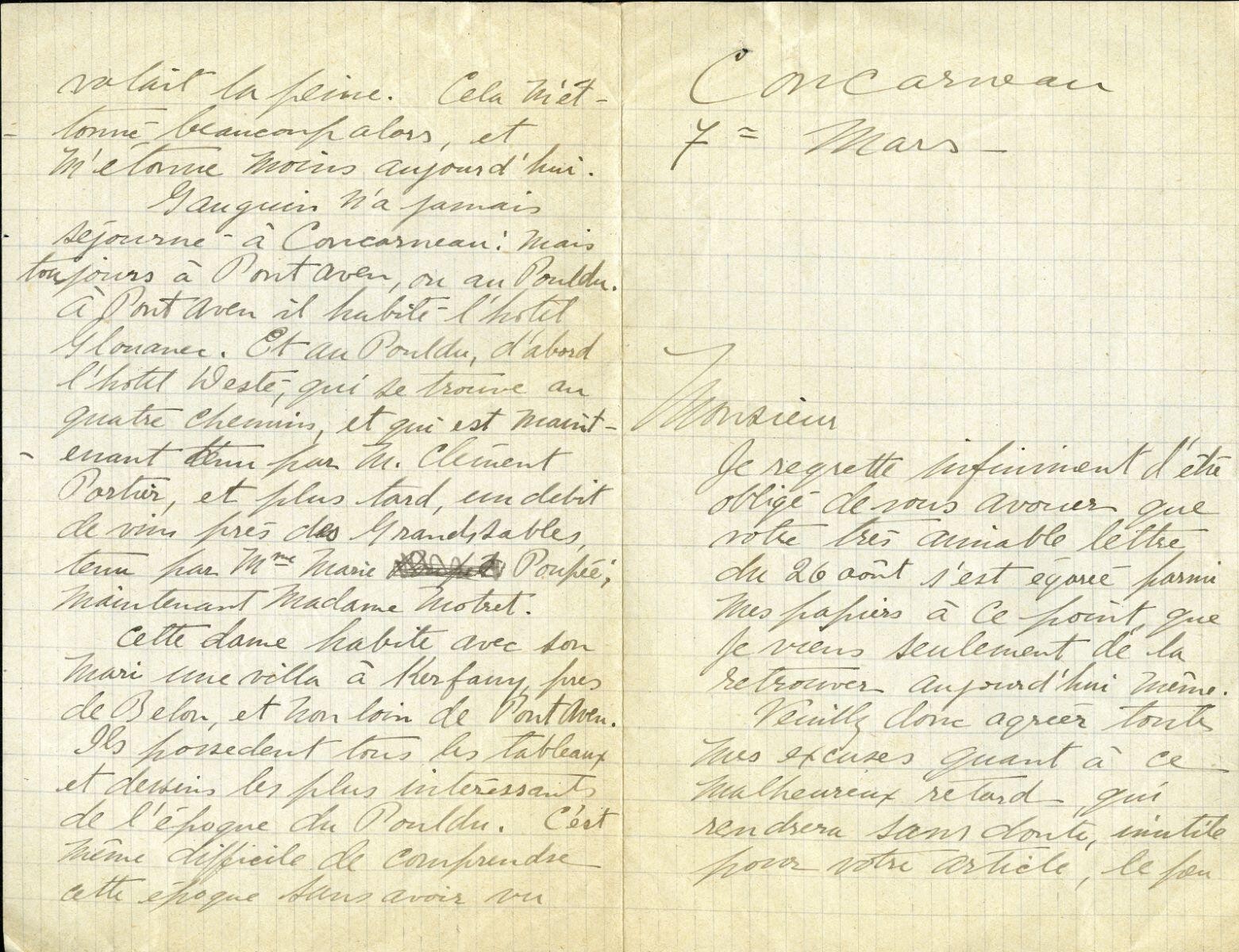 Lettre de Guy Ferris Maynard à Charles Chassé