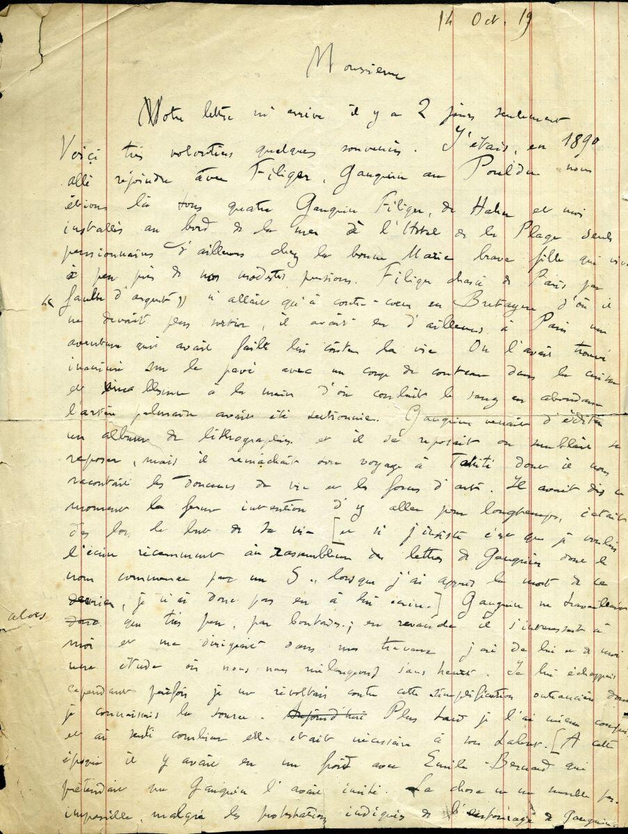 Lettre de Paul-Émile Colin à Charles Chassé