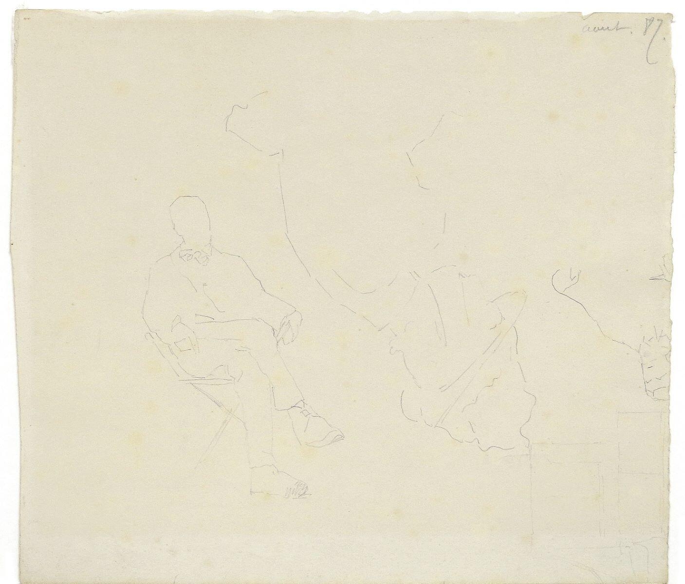 Etude d'Homme assis (recto) ; Etude de jeunes enfants (verso)