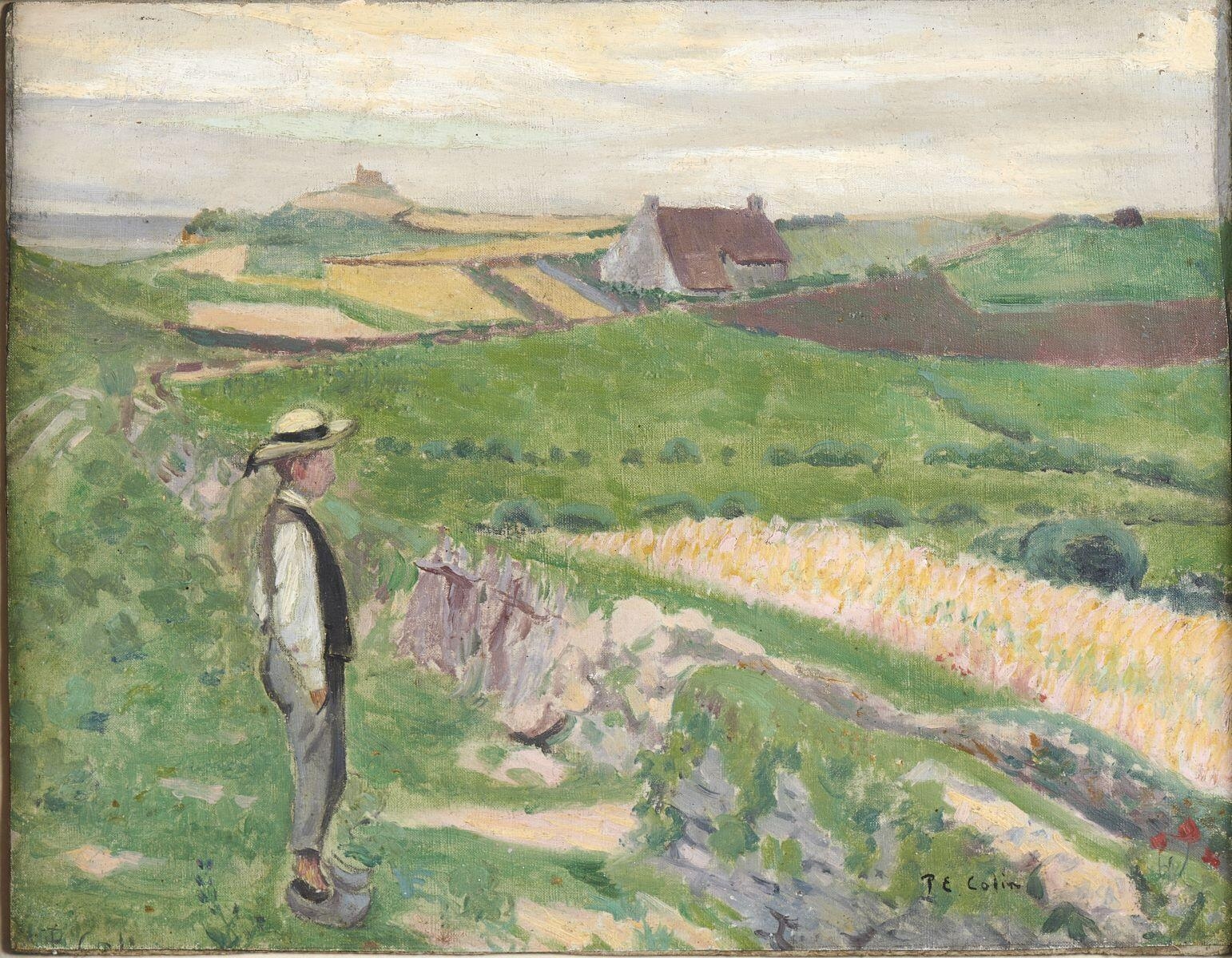 Jeune Breton devant la maison d'Héléna au Pouldu