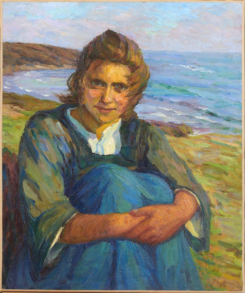 Jeune fille de Raguénès au soleil couchant