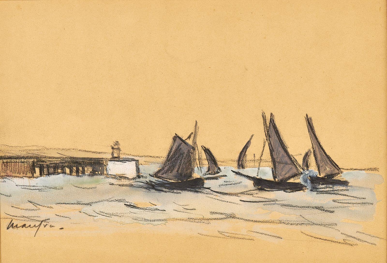 Barques sous voiles à la sortie du port