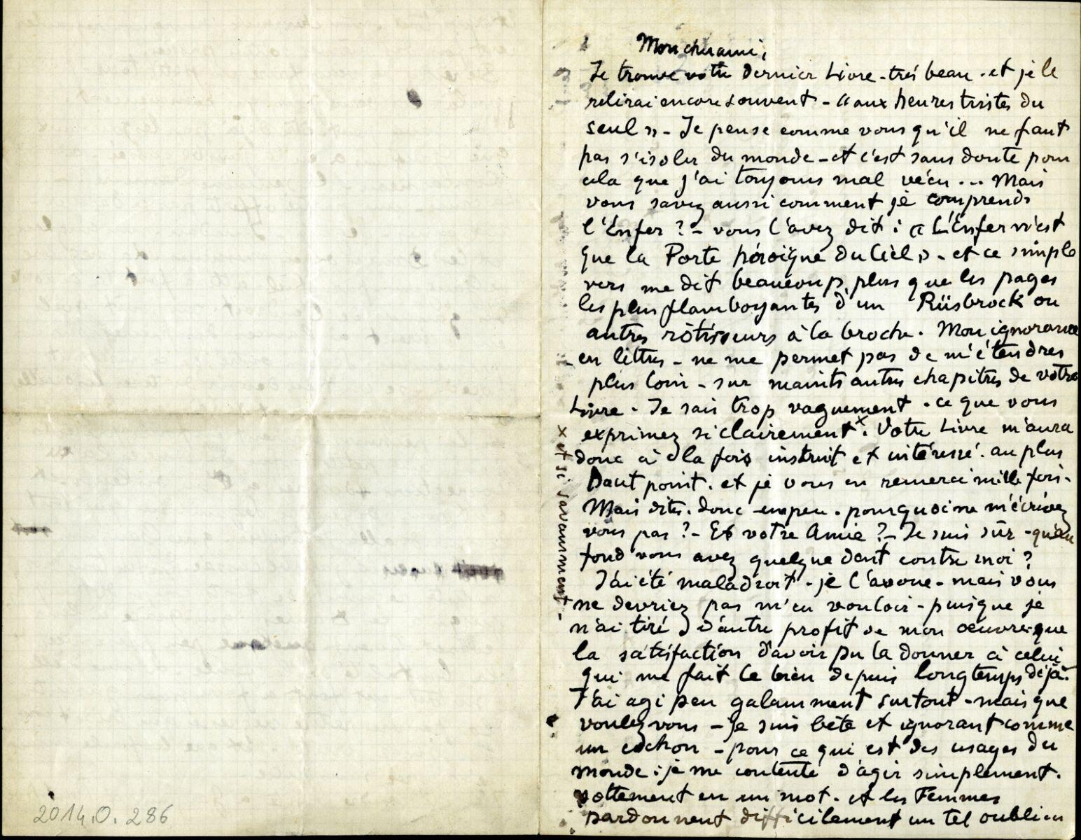 Lettre adressée à Jules Bois