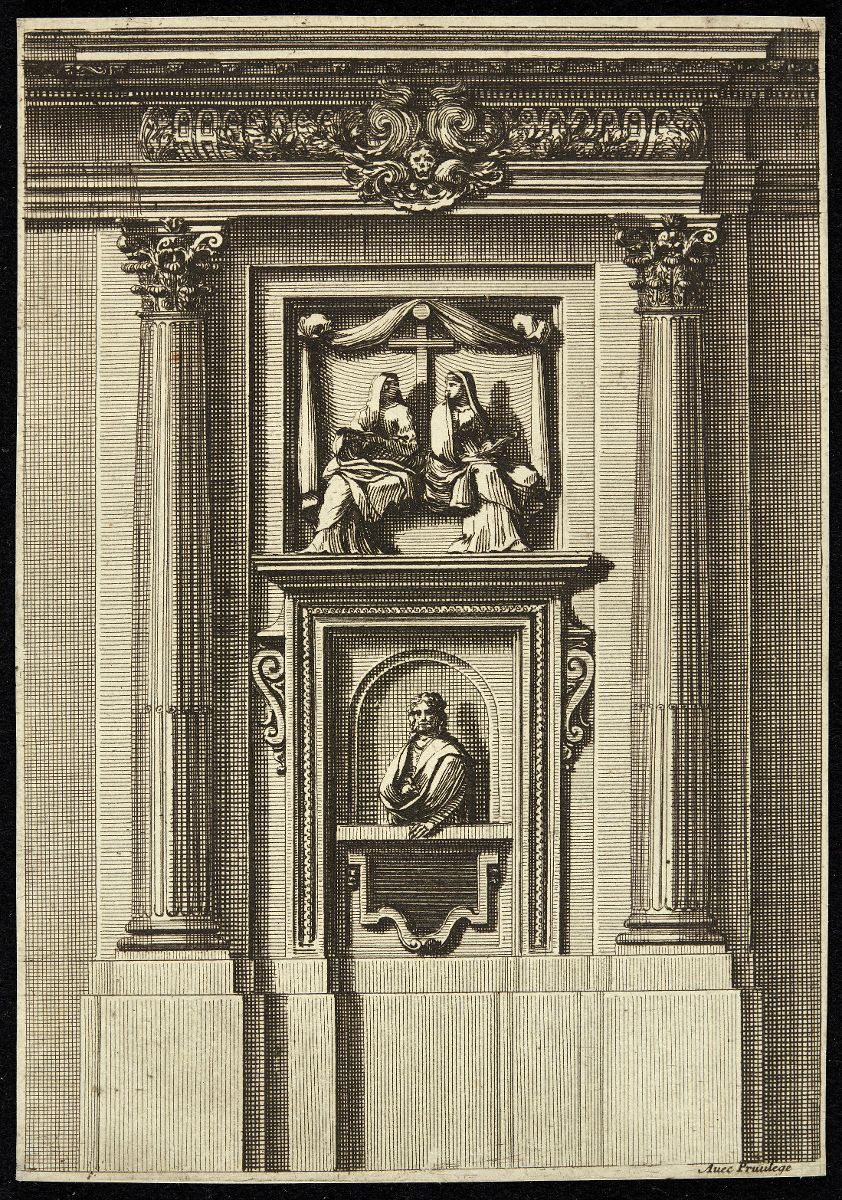 Mausolées (08) : Mausolée épitaphe orné de deux grandes colonnes cannelées