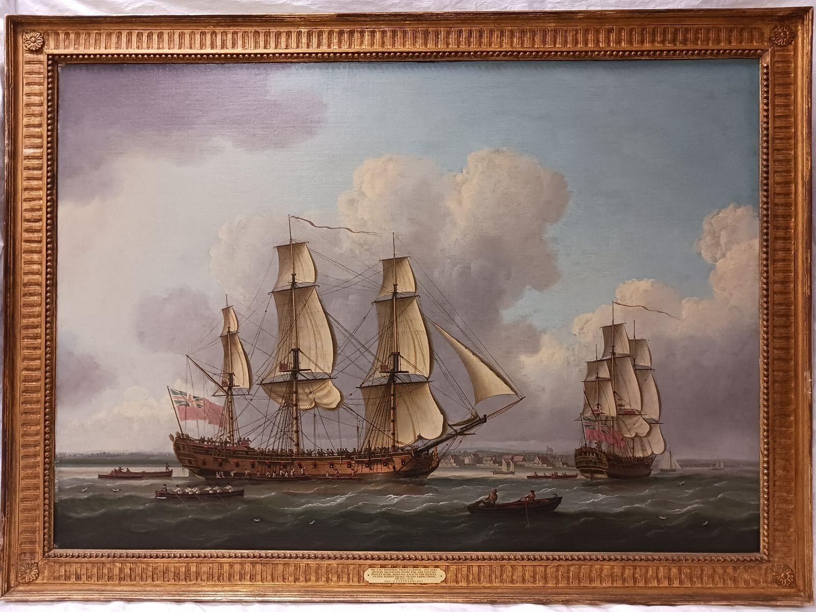 L'East Indiamen Princess Royal à Downs lors de son voyage inaugural vers la Chine, le 9 juillet 1771