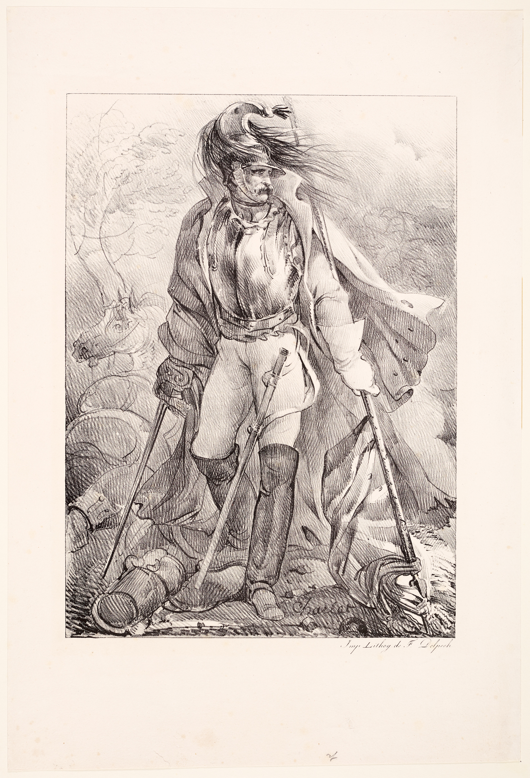 Cuirassier français portant un drapeau