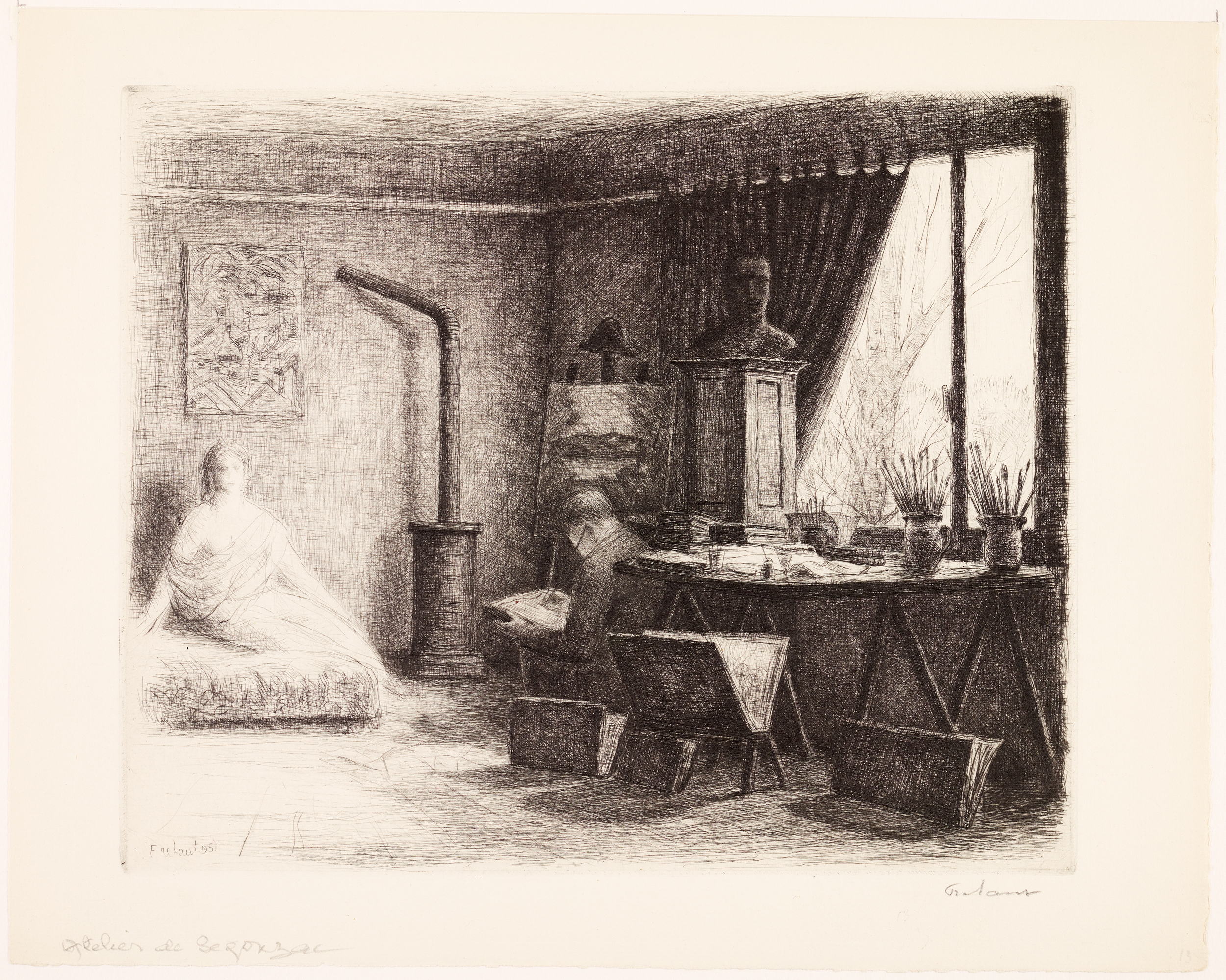 Atelier de Segonzac (titre de catalogue) ; atelier de Dunoyer de Segonzac à Chaville (titre factice)