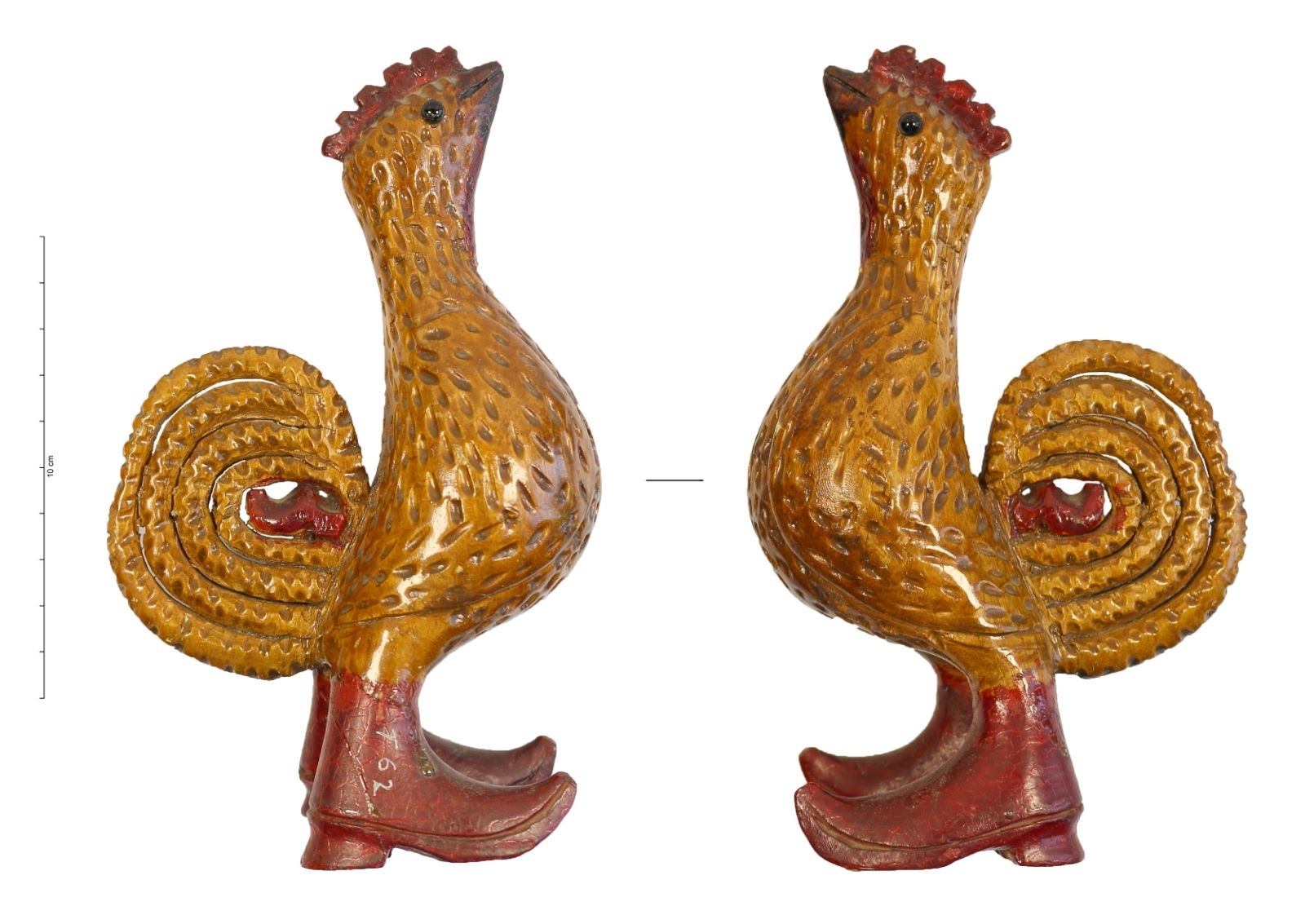 Coq dressé à sabots rouge