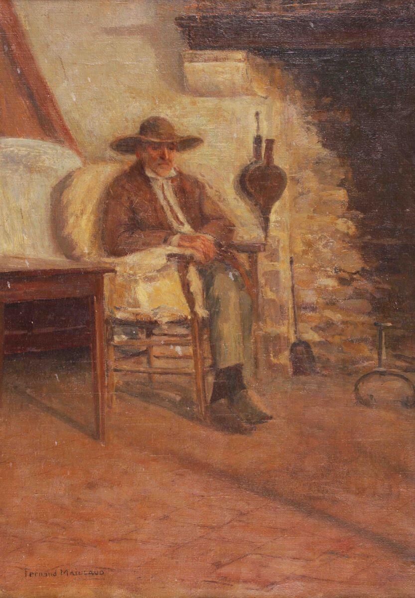 Vieil homme près de la cheminée (titre factice)