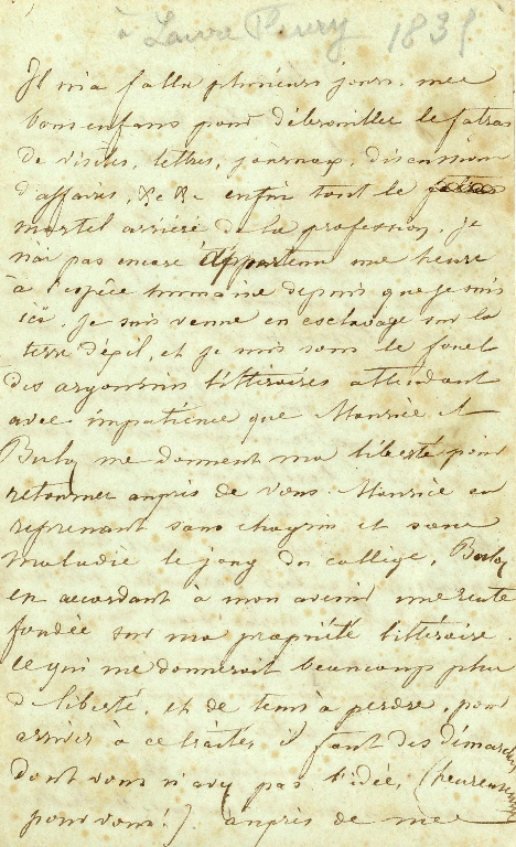 Lettre autographe de George SAND à Laure et Alphonse FLEURY