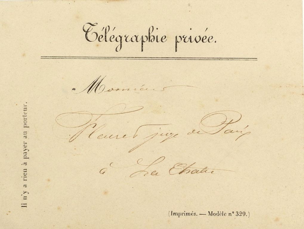 Enveloppe télégraphe à M.FLEURET juge de paix La Châtre