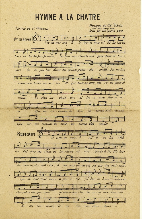 Hymne à La Châtre. Partition de musique