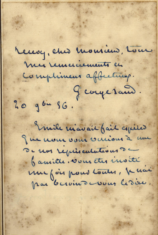 Lettres autographes et signées de émile Aucante et George SAND à Louis YVERNAULT