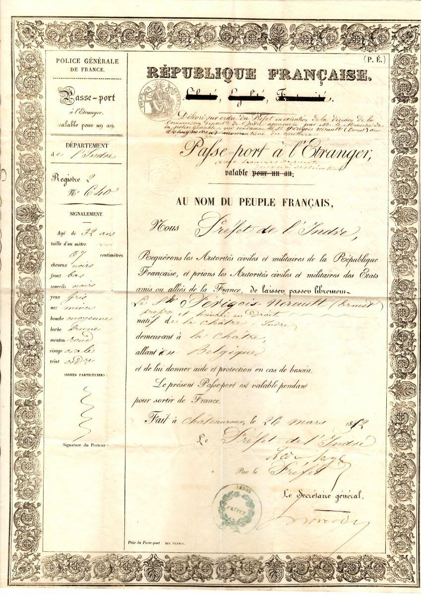 Passeport de Ernest Périgois
