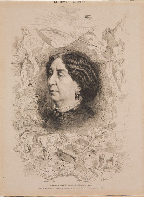 George Sand, décédée à Nohant, le 8 juin. Composition allégorique ; Le Monde illustré