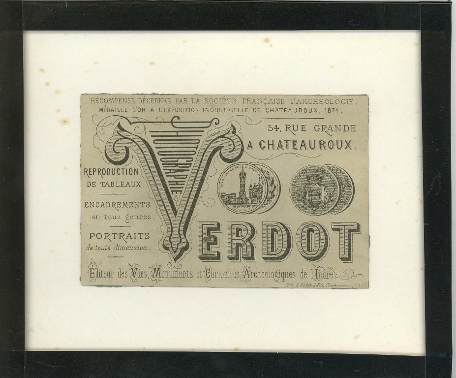 Encard publicitaire pour le photographe Placide VERDOT