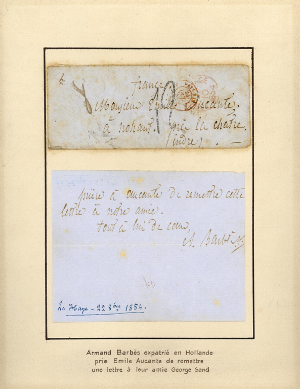 Billet autographe signé de Armand Barbès à émile Aucante