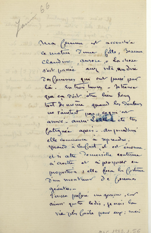 Lettre autographe de Maurice DUDEVANT-SAND à Angélique-Caroline CAZAMAJOU
