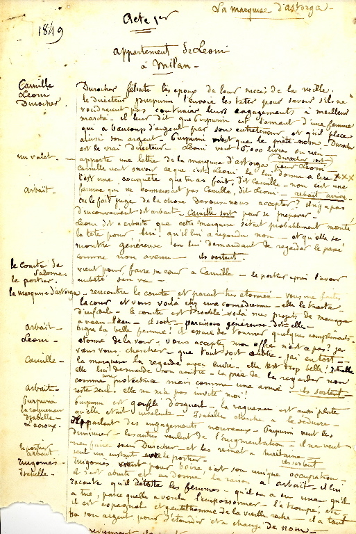 Manuscrit “La marquise d’Astorga”