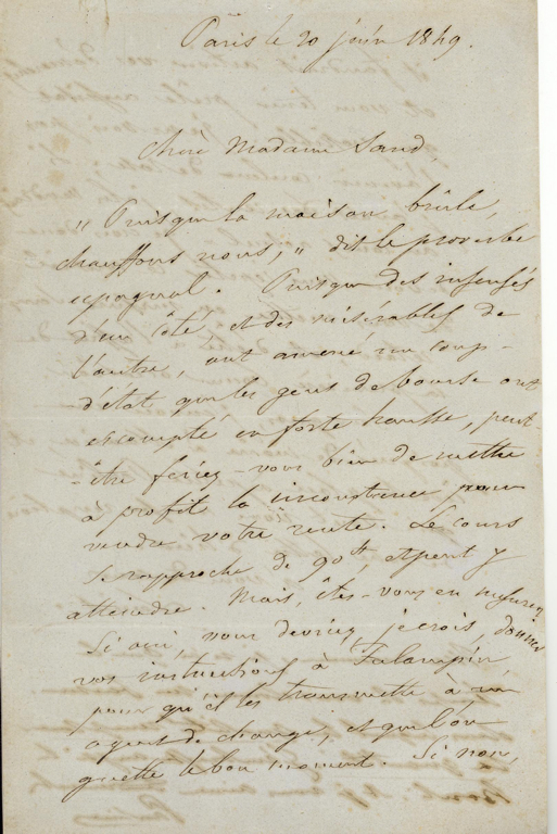 Lettre autographe signée de Louis VIARDOT et Pauline VIARDOT à George SAND