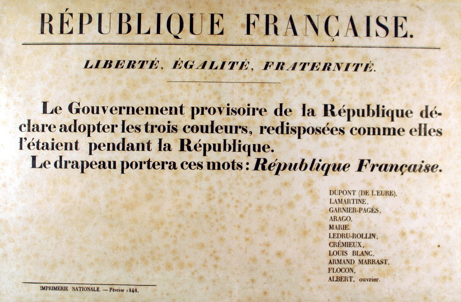 REPUBLIQUE FRANCAISE, affiche 1848