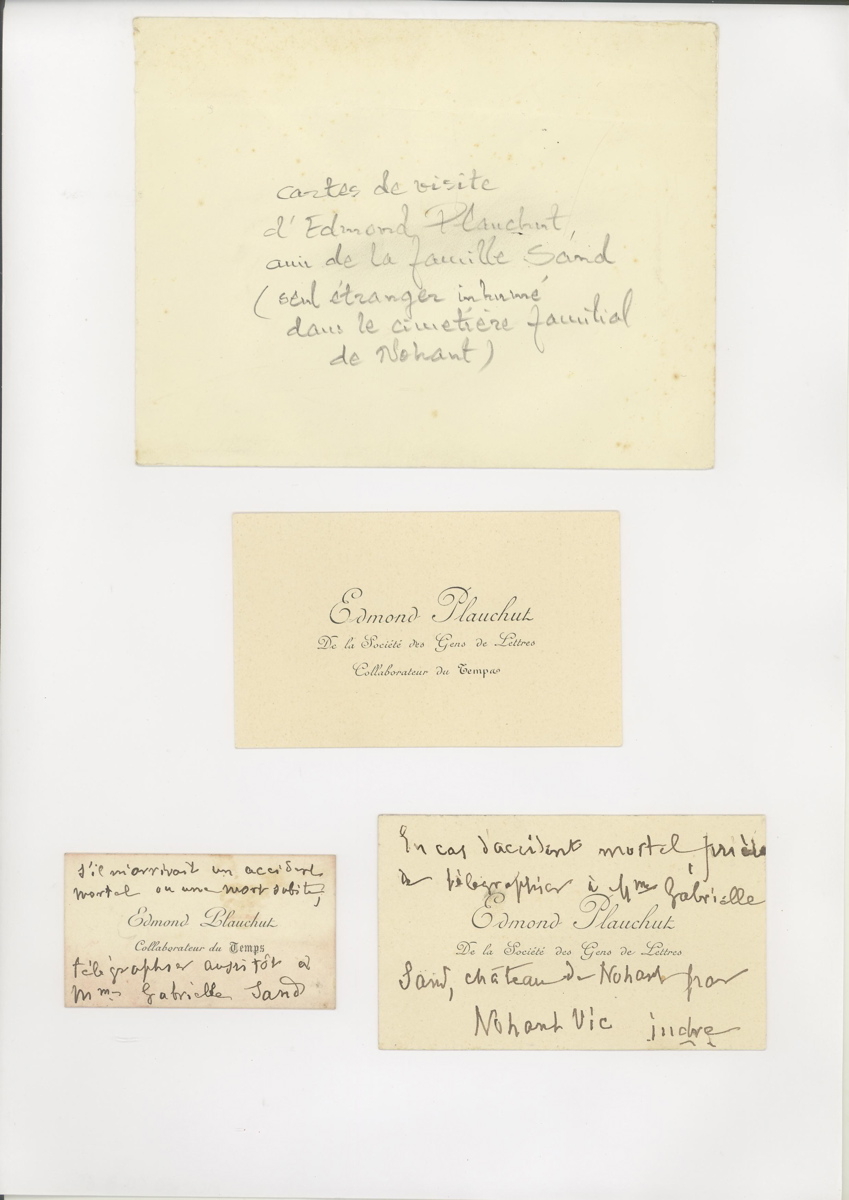 3 cartes de visite et enveloppe autographe