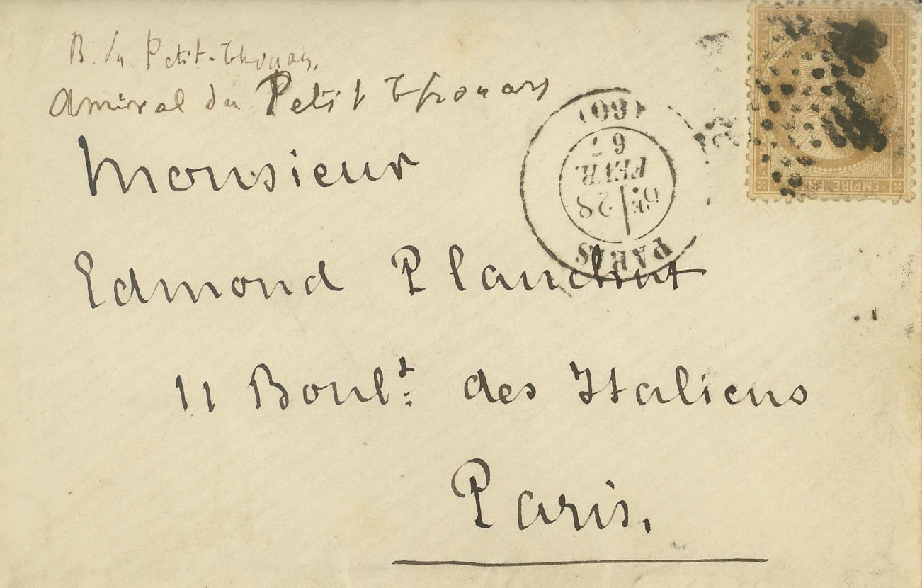 Enveloppe autographe d'Abel BERGASSE du Petit-Thouars à Edmond PLAUCHUT