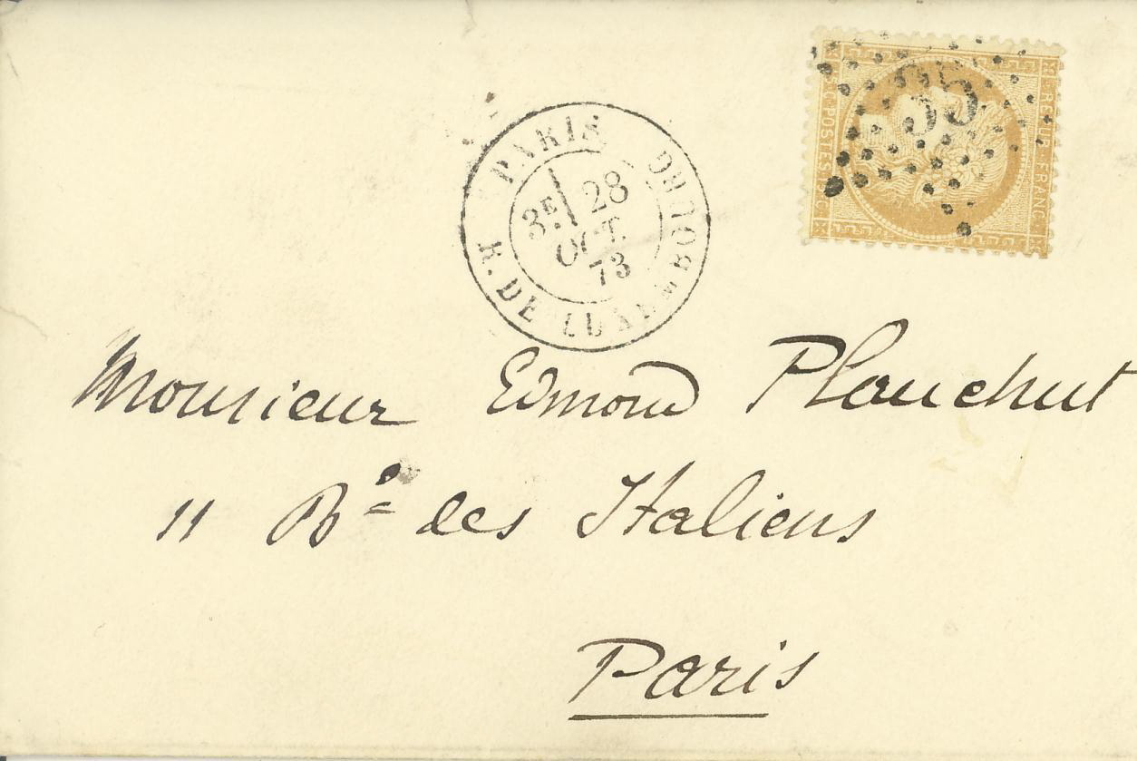 Enveloppe autographe adressée à Edmond PLAUCHUT