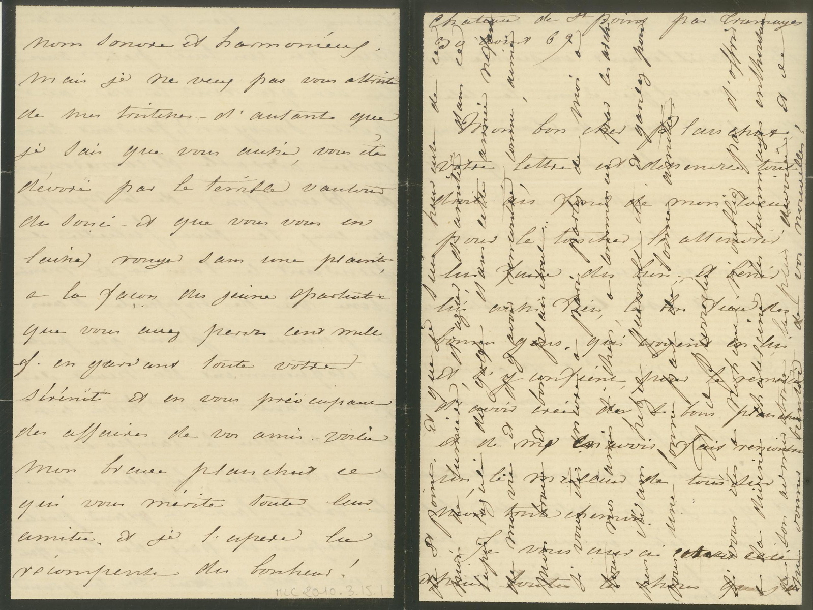 Lettre autographe de la Comtesse Alix DE PIERRECLOS adressée à Edmond PLAUCHUT