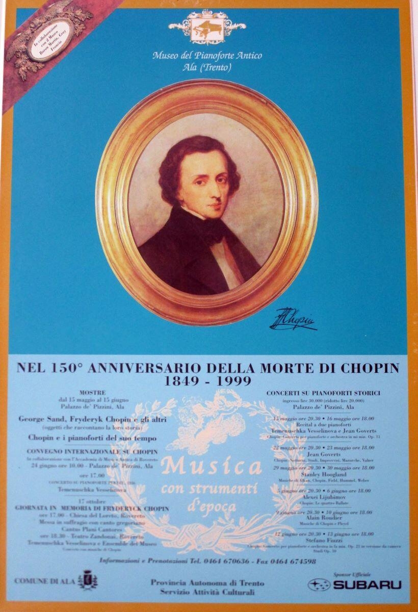 Nel 150° anniversario della morte di Chopin 1849 - 1999. Museo del pianoforte Antico Ala (Trento)