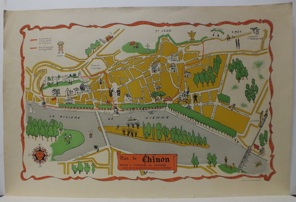 Plan de Chinon dessiné à l'intention des touristes