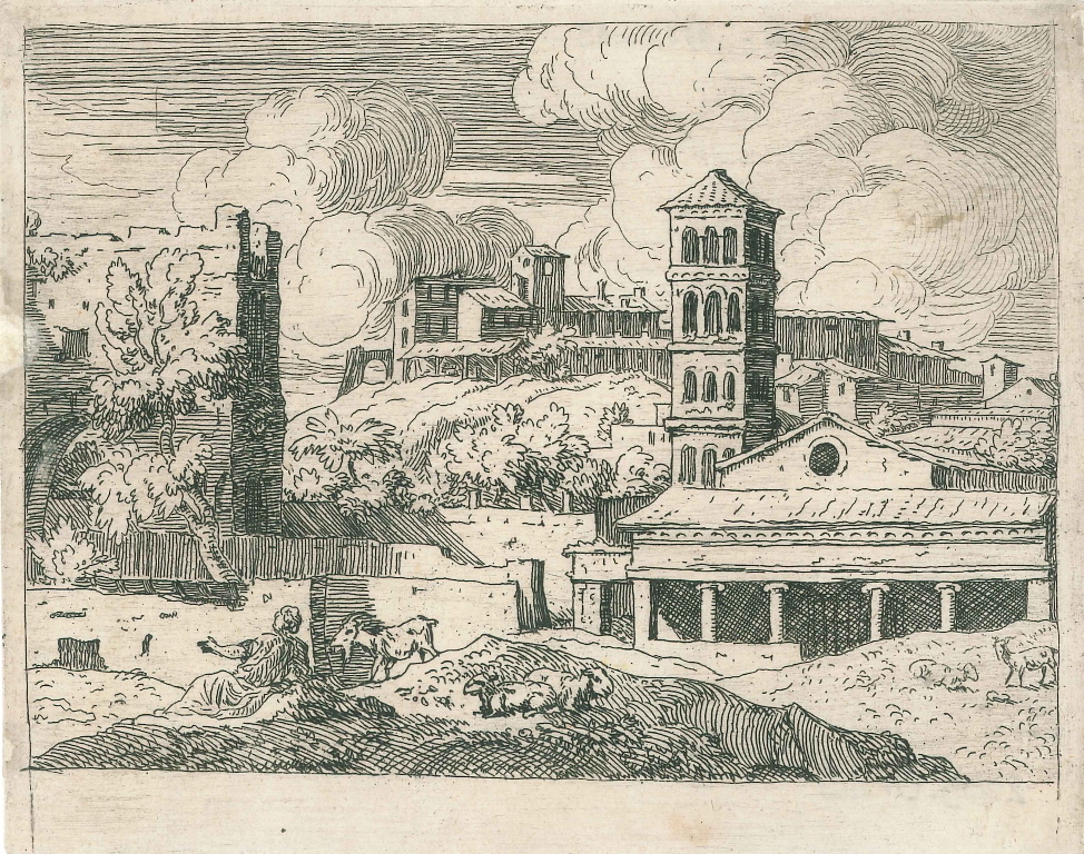 Un berger et trois chèvres. (titre factice)