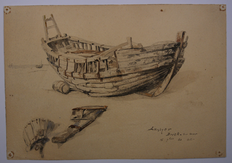 Epave de barque, plage de Berck-sur-Mer. (Titre inscrit)