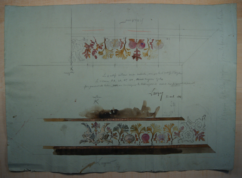 Encadrement de tapisserie formé de coquillages et plantes marines (projet). (Titre inscrit)