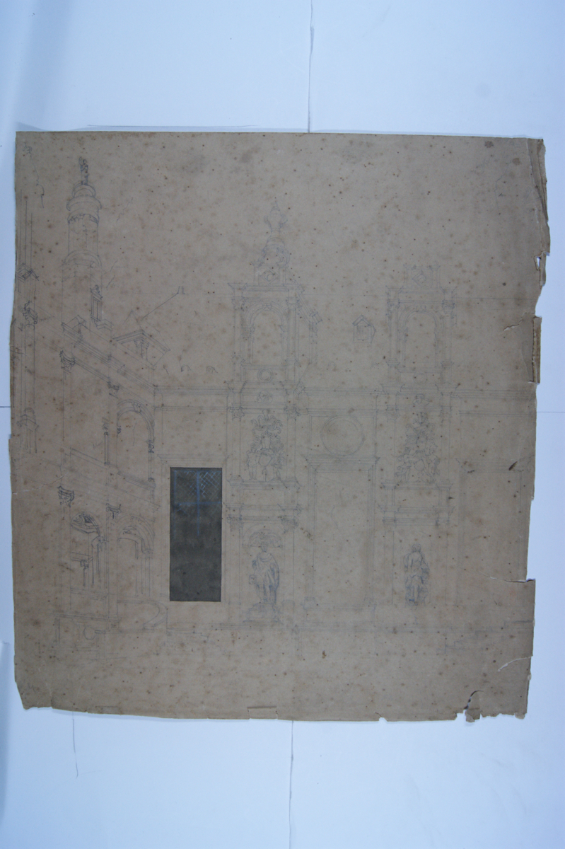 Caen. Hôtel de l'Escouville, dessin de la façade. (titre inscrit)