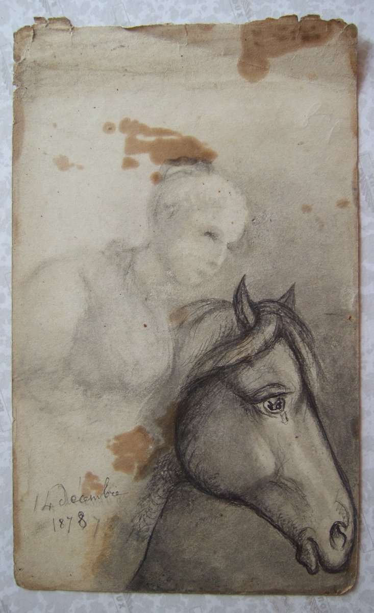 Visage de femme et tête de cheval. (titre factice)