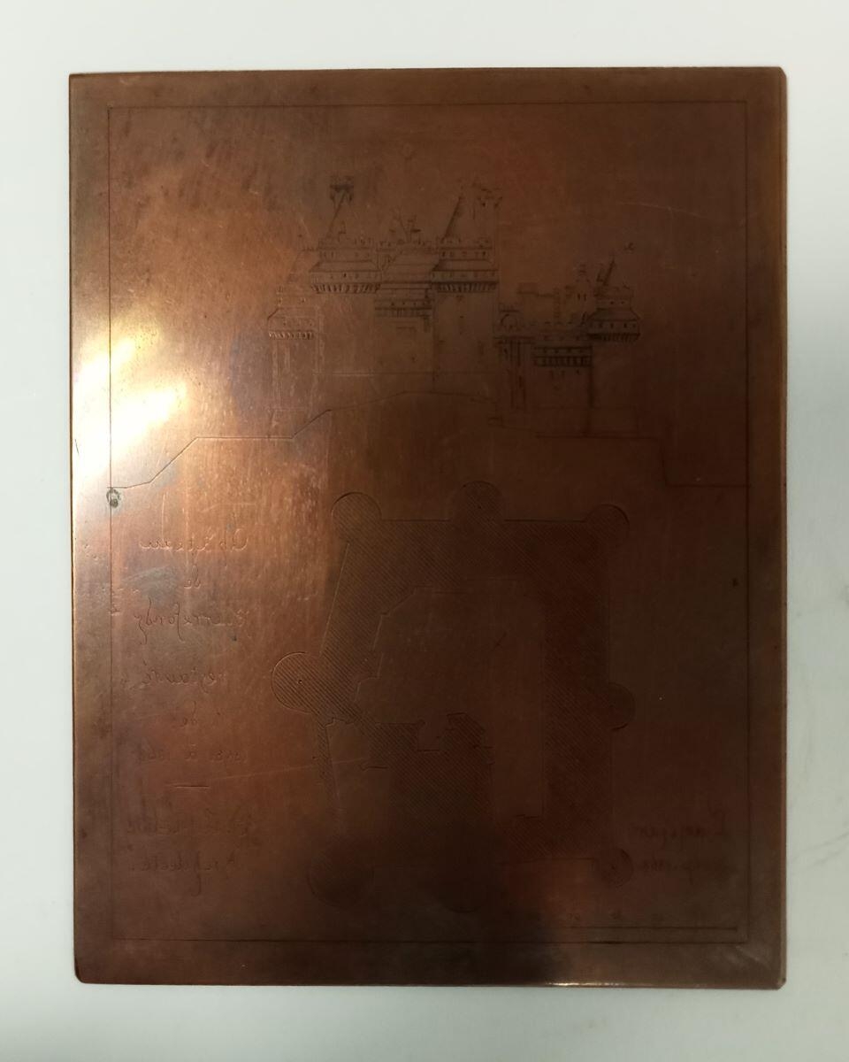 Plaque gravée du plan de masse du château de Pierrefonds (titre factice)