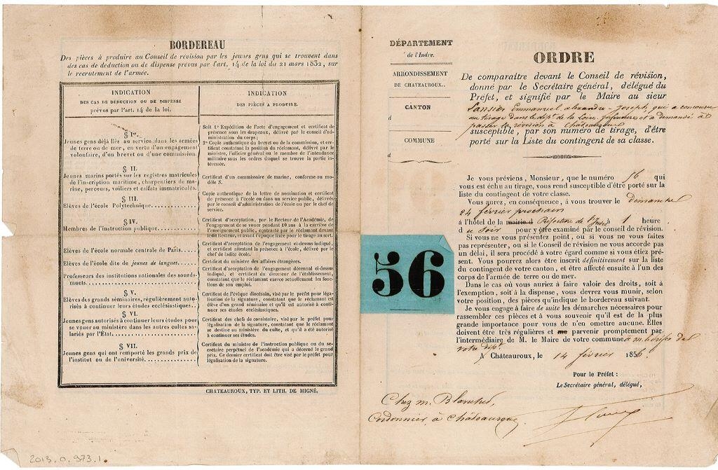 Documents relatifs à la vie militaire d'Emannuel Lansyer (titre factice)