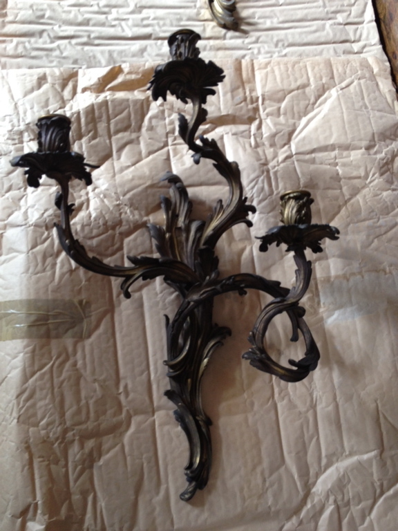 Miroir et deux appliques en  bronze doré