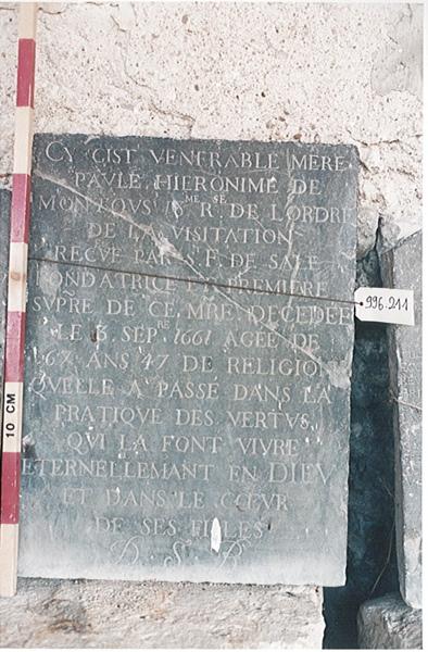 Epitaphe de la mère Paule Hiéronyme de Monthous