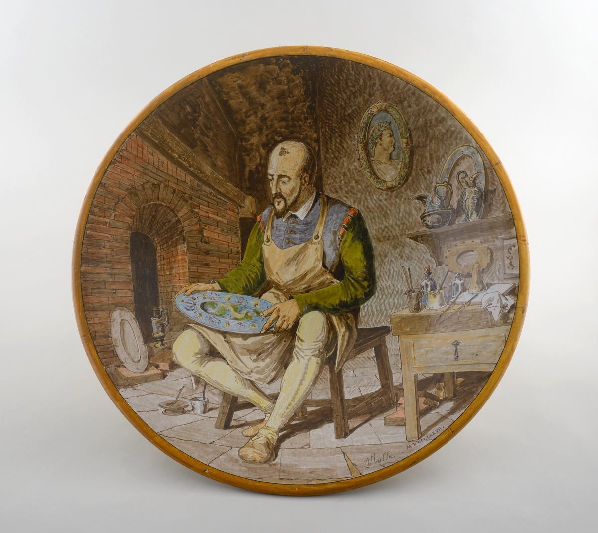 Bernard Palissy dans son atelier travaillant sur des rustiques figulines