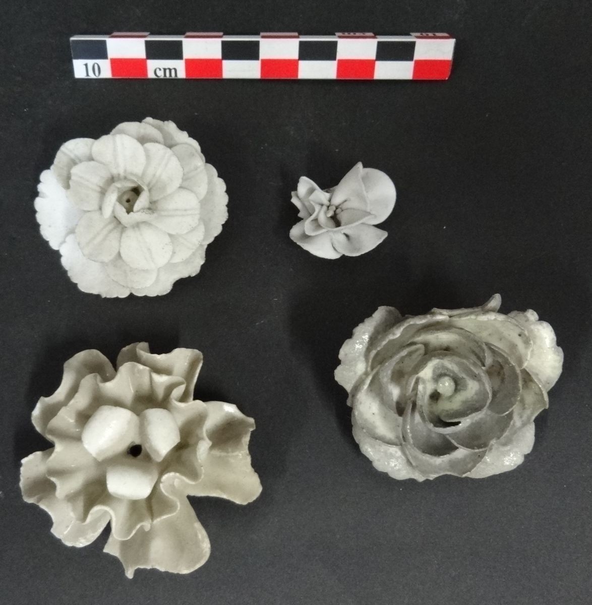 Quatre fleurs en relief, isolées