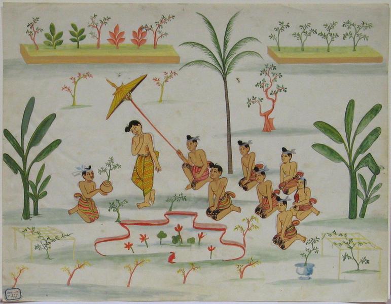 Scène dans un jardin