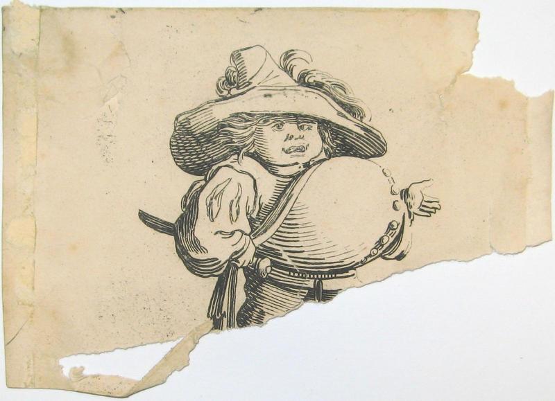 Les Gobbi : Nain au ventre bombé et au chapeau à plumes